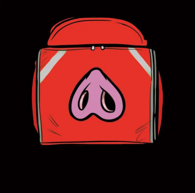 Bag de entrega vermelha com o focinho do porco do HC